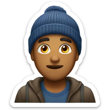 brown man with beanie who is mad sticker