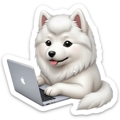 samoyed-working-on-laptop sticker