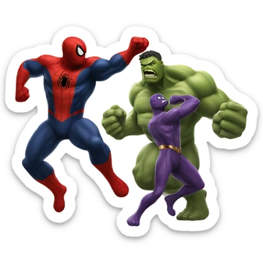 Spiderman fight hulk and thanos sticker