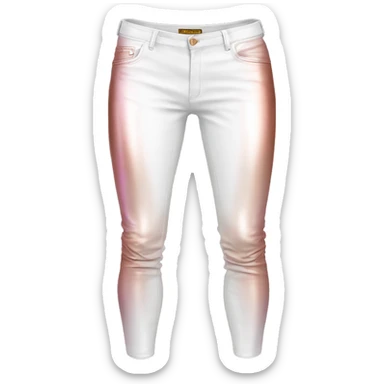Realistic isolated pair white leather pants with rose gold to purple ombre vertical lines on them. sticker
