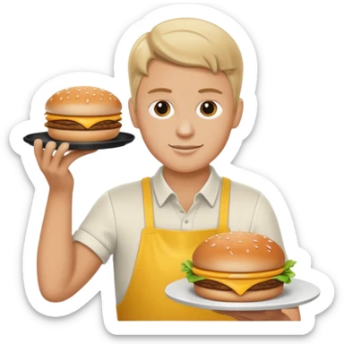 white person serving food at McDonald's sticker