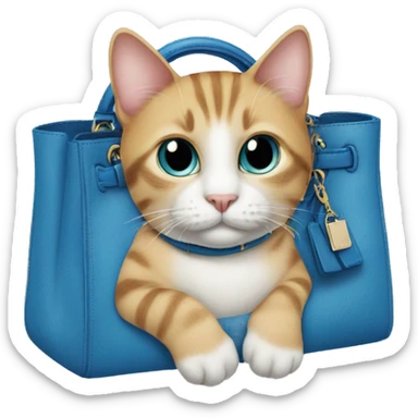 cat in a blue birkin bag sticker
