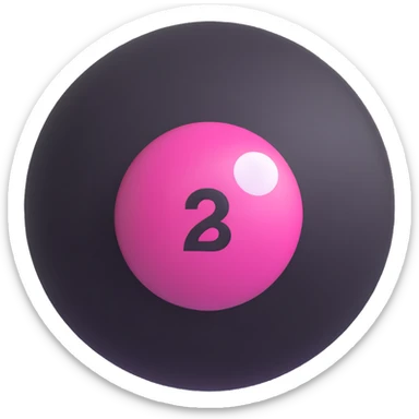 pink billiard ball with the number 23 inside a white circle sticker