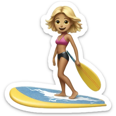 Heidi on a surfboard  sticker
