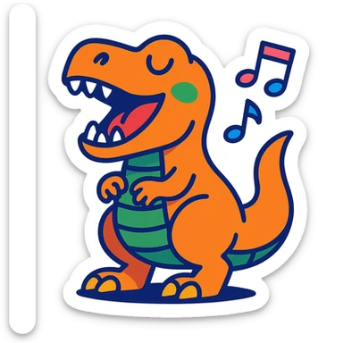 colorful cartoon style T-Rex singing sticker