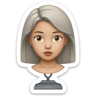 gray metal painted girl bust face included sticker