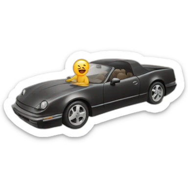 ragazzo biondo, capelli lunghi con il codino, su una macchina nera sticker