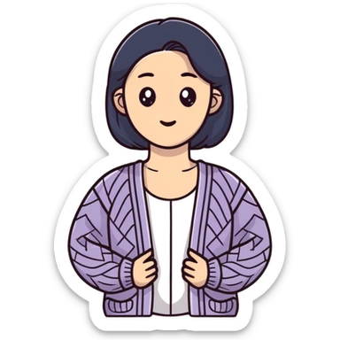 gray woman knit cardigan sticker