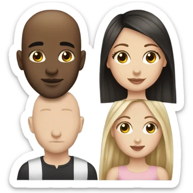 White girl dark hair kissing mixed bald man sticker