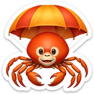 monkey-crab flying with big parachute sticker