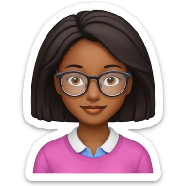charming black girl with glasses sticker