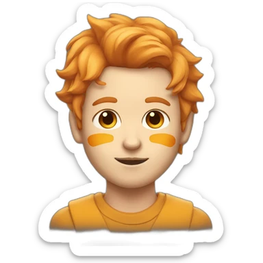 guy with fox ears two triangle markings on the cheeks eyes yellow and ginger hair sticker