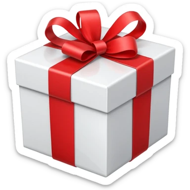 white gift box with ribbon sticker