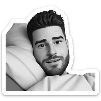 bearded boy in monochrome sticker