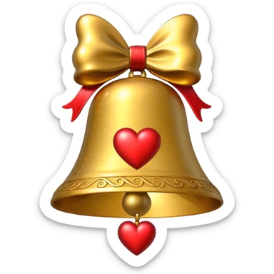 heart on gold Christmas bell sticker