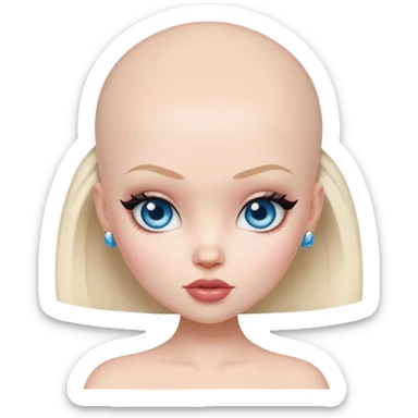 pretty bratz baddie, bald, pale skin, blue eyes sticker