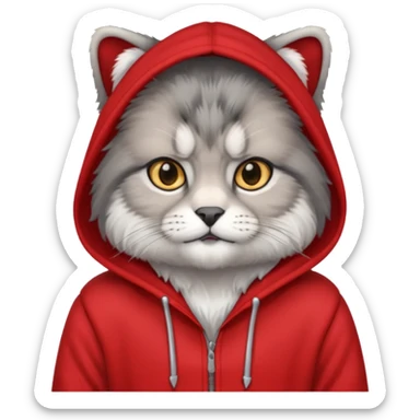 manul in a red hoodie sticker