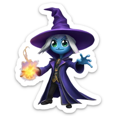 Yu-gi-oh Dark magician casting a spell, iOS emoji style art sticker