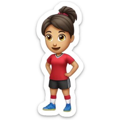 Une jeune fille habiller en rouge qui fait du handball sticker