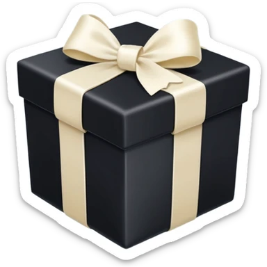 square black gift box present with an ivory bow sticker