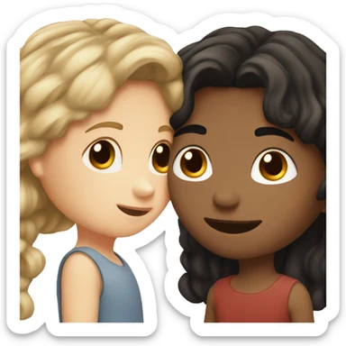 White girl with brown hair kissing brown boy with black hair  sticker