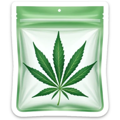 transparent ziplock bag with sativa leaf inside sticker