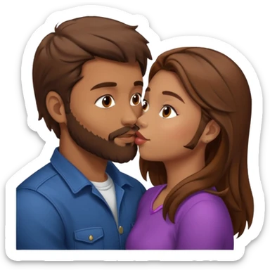 Man with brown hair and a beard kissing a girl with brown hair sticker