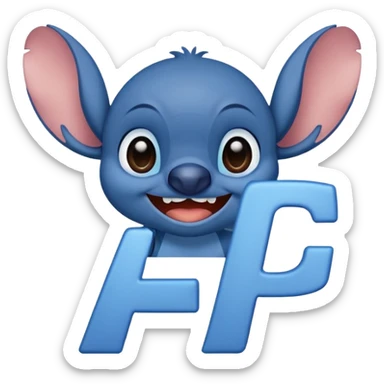 Stitch with the alphabet f sticker