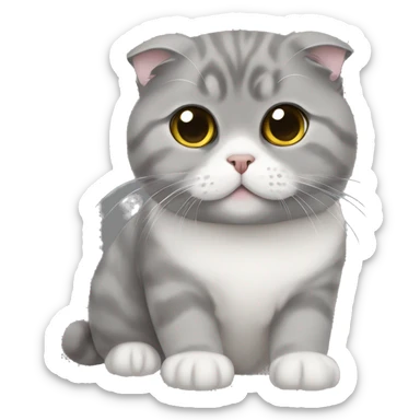 Gray Scottish fold heart sticker