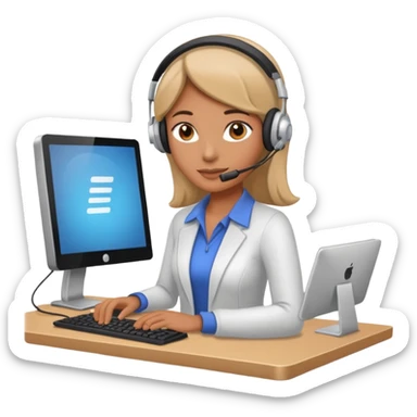 The woman working at the computer store sticker