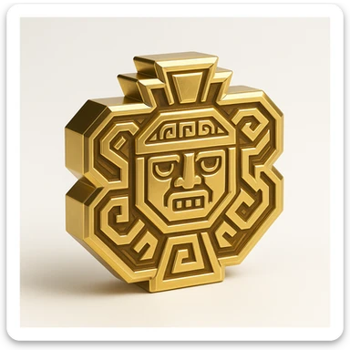 Inca-inspired logo with geometric patterns, gold and deep blue color palette, bold and iconic, suitable for branding sticker