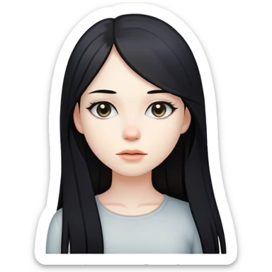 Chica pelinegra con el pelo liso y largo parada quieta sticker