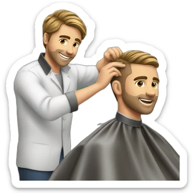 barber cutting hair sticker