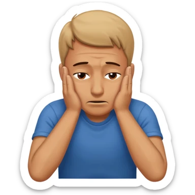 Guy pulling his face down with hands in stress sticker