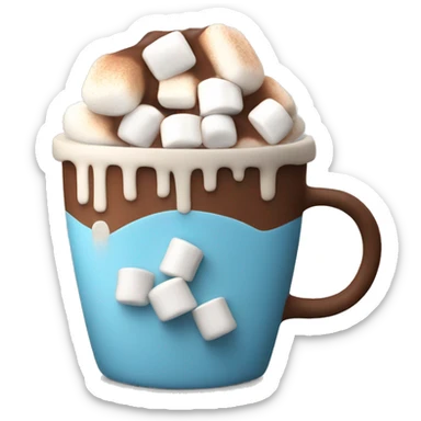 Cup with hot chocolate with marshmallows sticker