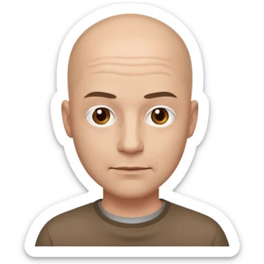powder white skin bald man brown shirt sticker