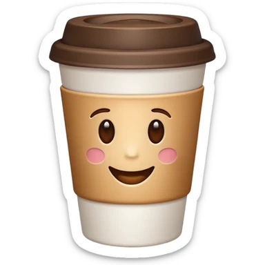 Make a closed coffee to-go cup, more emoji-like, smaller, no emoji or logo in the middle. Use the same colors as the reference image. The style should resemble an emoji style. No background sticker