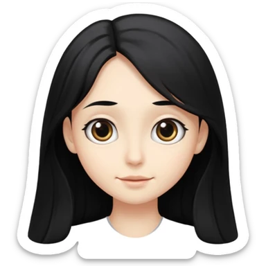 person with long black hair and big but turned to the side  sticker