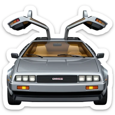 DeLorean car from Back to the Future, no face, emoji style sticker