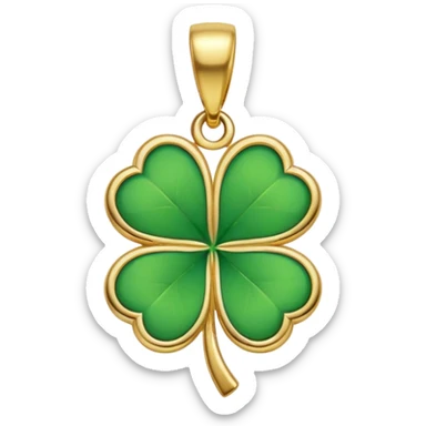 Lucky clover charm – green four-leaf clover, gold pendant sticker