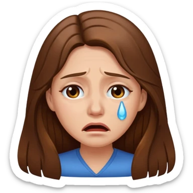 Women with Long Brown hair crying sticker
