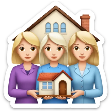 3 white women holding a home title sticker