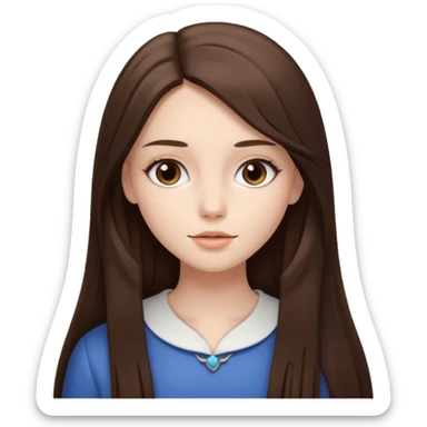 a brunette girl with long brown straight hair and a proferosa sticker
