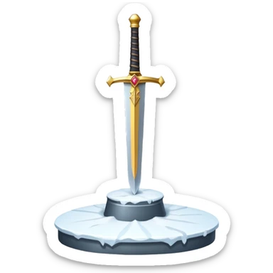 sharp sword in snow pedestal sticker