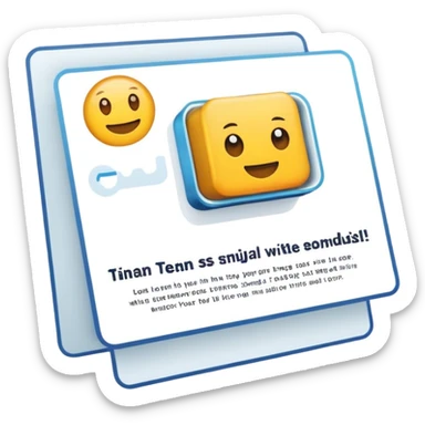 single flyer page with a bold header, small image box, and text lines. sticker