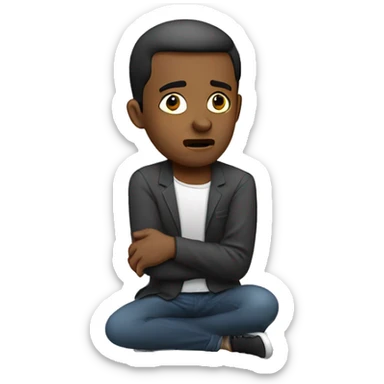 Man on one knee looking defeated sticker