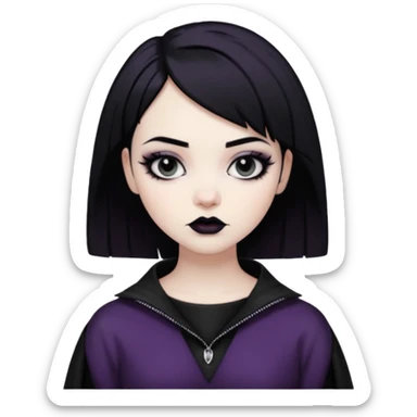 goth girl short hair sticker