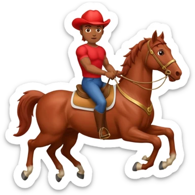 A tomato-man riding on a horse sticker
