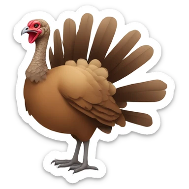 Minimalistic turkey emoji: A simple, stylized turkey with soft brown and tan feathers, sitting on a clean white background. sticker