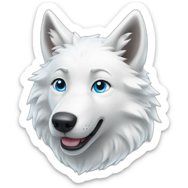 Happy White Wolf blue eyes sticker